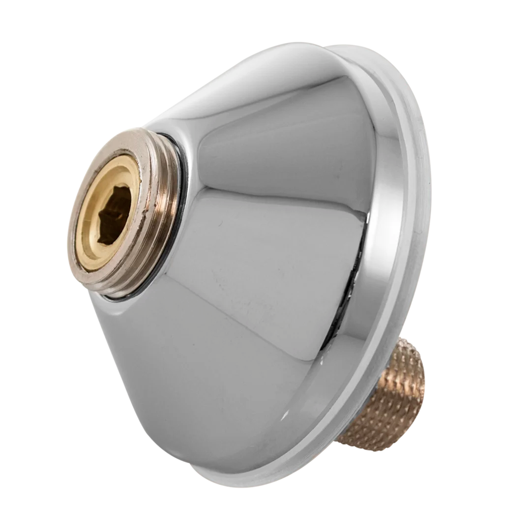 Eccentric coupling with stop valves and cover plates | 204142X | Chrome