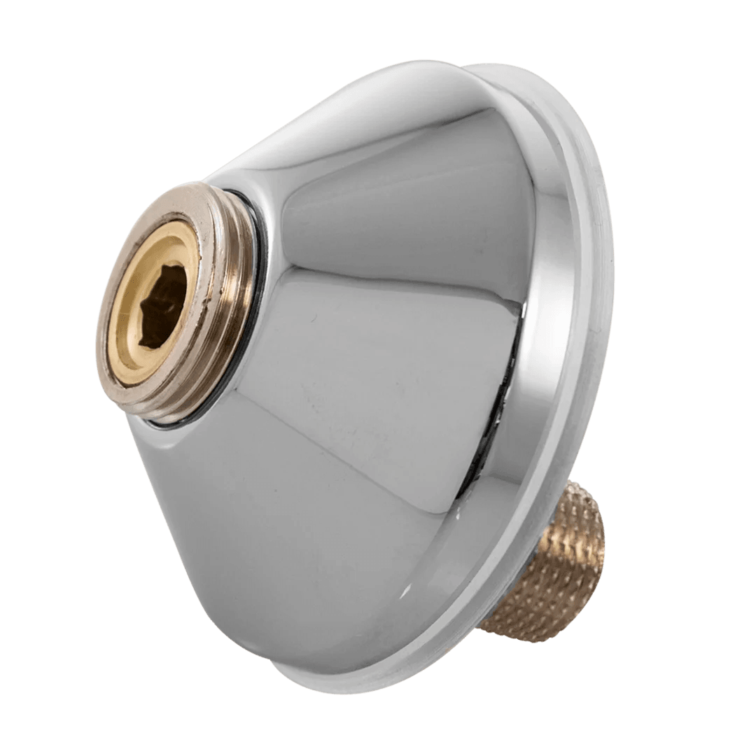 Eccentric coupling with stop valves and cover plates | 204142X | Chrome