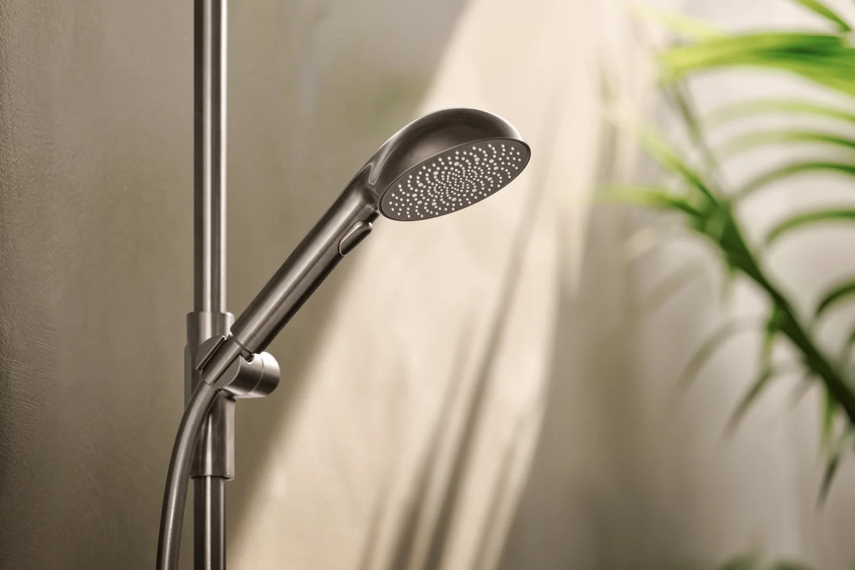 Bath and shower faucet with shower set | 4749-80 | Brushed steel