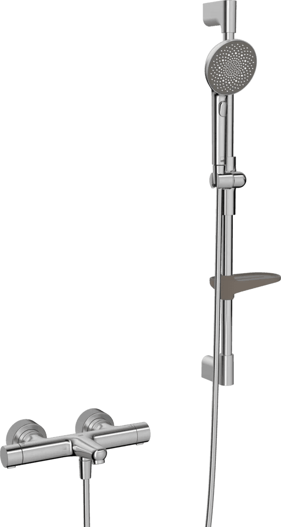 Bath and shower faucet with shower set | 4749-80 | Brushed steel
