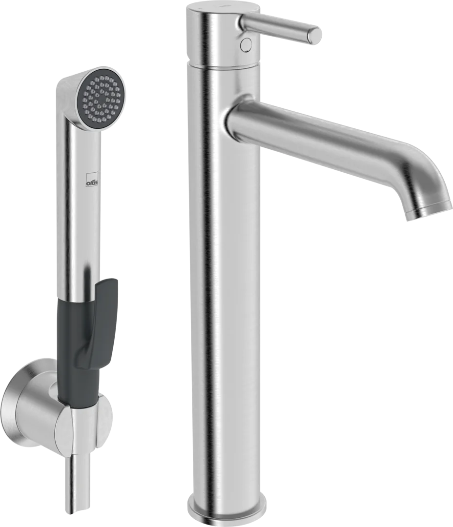 High washbasin faucet | 2602FH-80 | Brushed steel