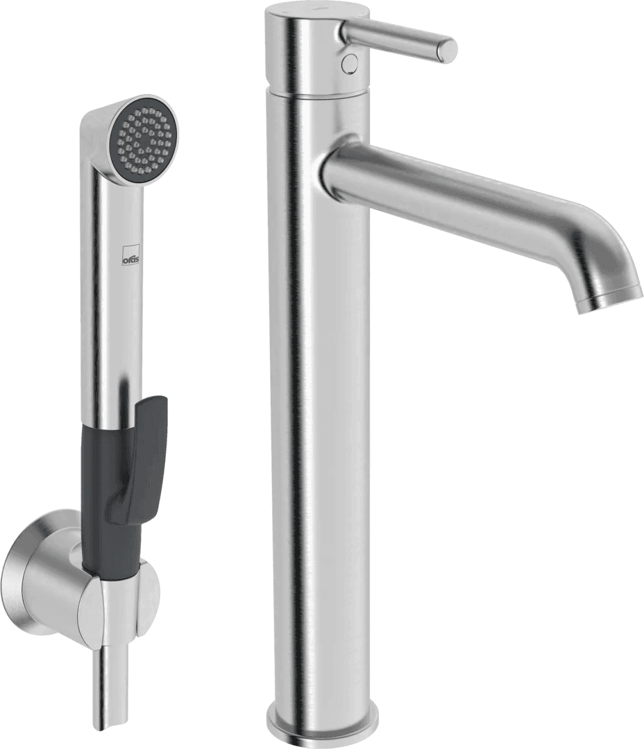 High washbasin faucet | 2602FH-80 | Brushed steel