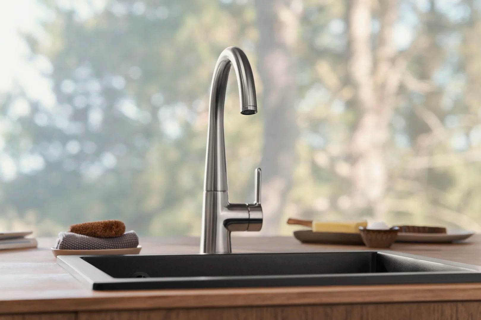 Kitchen faucet with dishwasher valve, 3 V | 3035F-80 | Brushed steel
