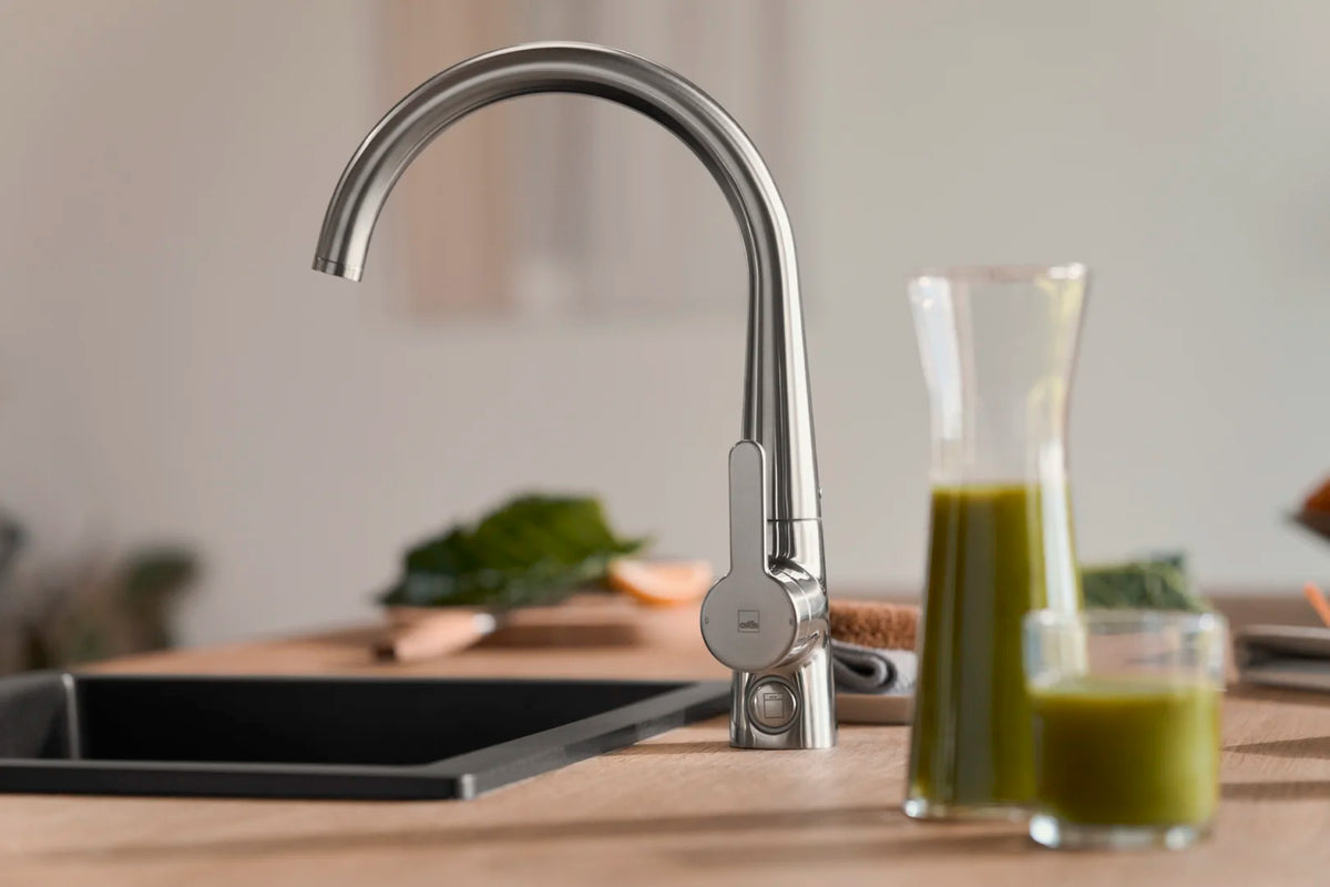 Kitchen faucet with dishwasher valve, 3 V | 3035F-80 | Brushed steel