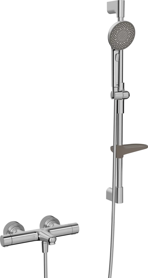 Bath and shower faucet with shower set | 4749-80 | Brushed steel